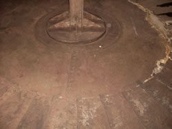 Detail of diesel fuel storage tank floor. Typical level of corrosion.