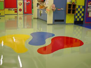 Floor after Custom Colour Resin Floor Treatment with Specially designed Graphics