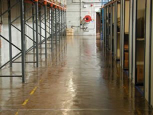 Warehouse Before Self Smoothing Resin Flooring Treatment Warehouse Before Self Smoothing Resin Flooring Treatment