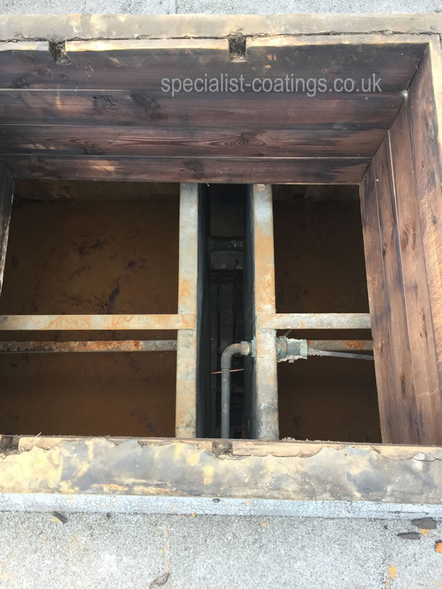 Specialist Coatings (GB) Ltd: Leaking cold water storage tank repair & lining service.