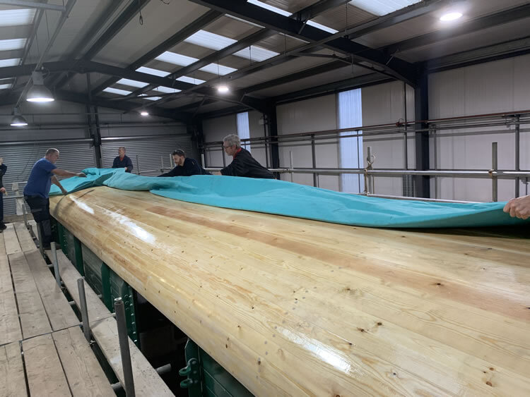 Heritage railway carriage restoration. New Canvas roof, flexible, watertight and tear resistant system developed and supplied by Specialist Coatings GB Ltd