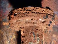 Hot well, hot water tank, extensive corrosion, craters & pitting