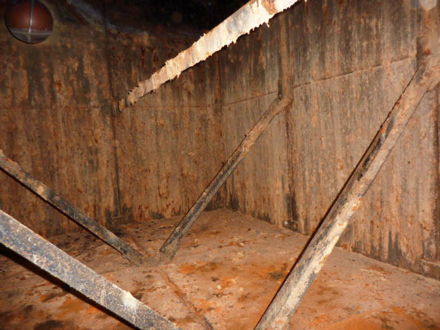 Rusty Bitumen / Galvanised Braithwaite Water Tank Lining - Before Treatment